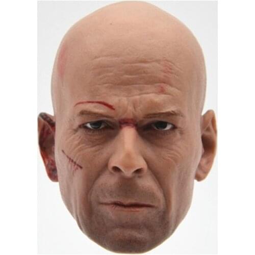1/6 Scale War Damage Bruce Willis Head Sculpt Male Soldier Head Carving Model for 12in Action Figure Toys