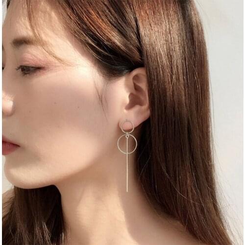 Fashion Double Circle Big Hoop Dangle Earrings Geometry Statement Korean Style Drop Earings For Women Jewel Party Gift