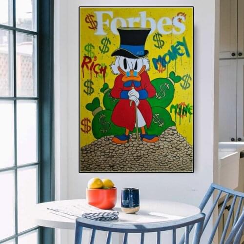 Cartoon Graffiti Art Donald Duck Canvas Painting Disney Anime Animal Poster Print On Wall Picture For Living Room Home Decor