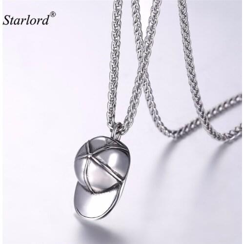 Baseball Hat/Cap Necklace Pendant Stainless Steel Gold/Black Color Simple Boho Sports Charm Baseball Hat Necklace For Men GP2868