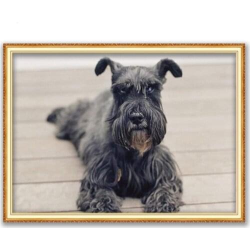 Animal Dog Schnauzer DIY 11CT Cross Stitch Embroidery Kits Craft Needlework Set Printed Canvas Cotton Thread Decoration On Sale