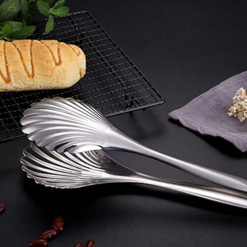 Stainless Steel Shell Service Tongs Versatile Food Tongs Bread Tongs Anti Heat Bread Clip Pastry Clamp Serving Tong BBQ Tools