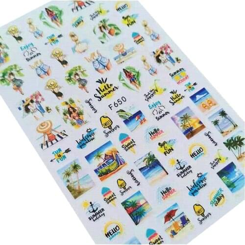 Newest F650 summmer design 3d nail sticker decal export Japan rhinestiones DIY decorations for nail art