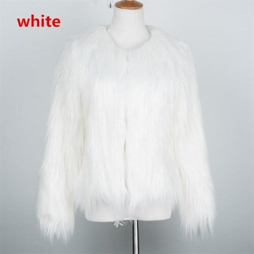 2020 New Shaggy Faux Fur Coat Winter Cardigan Lady Fluffy Jacket Overcoat Solid Color Long Sleeves Comfortable Keep Warm
