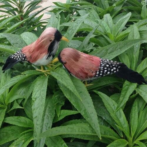 A pair of cute simulation small Pearl Birds model foam & furs dark orange-red Pearl Birds gift about 12cm 1212