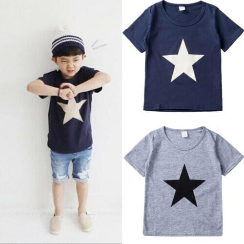 Pudcoco Hot Toddler Kids Boys T-Shirt Stars Short Sleeve Casual T-Shirts Cotton Baby Cute Tops Blouse Tee Children Clothing
