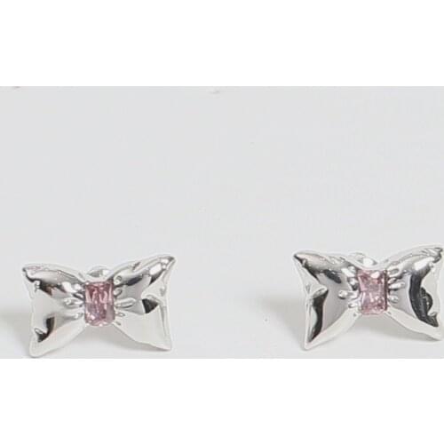 Bowknot pillow earrings pink zircon earrings earrings