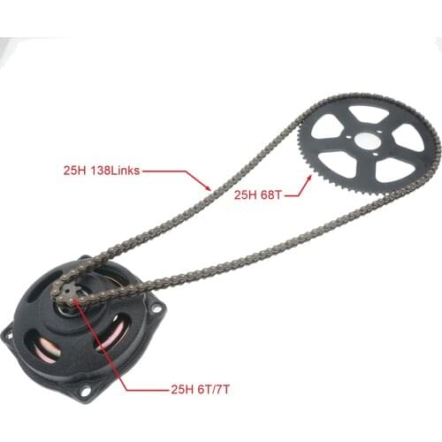 Mini Moto 47cc 49cc Drive System 25H 138 links loops Chain with Gear Box And Rear Sprocket Fit Mini Moto Pocket Bike
