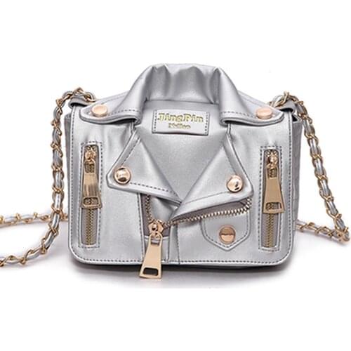 Jacket Shaped Chain Bag Women Fashion Purse Totes Silver Black Color Handbags Steampunk Rivets Shoulder Phone Bags Party Satchel