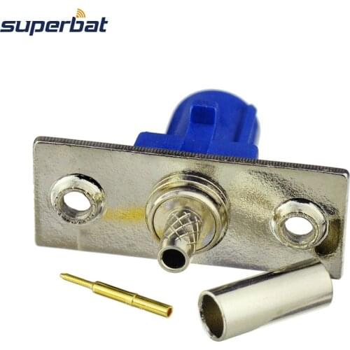 Superbat 10pcs Fakra 2 hole Panel Plug Male Blue RF Connector for GPS telematics/navigation for Coaxial Cable RG316 RG174 LMR100
