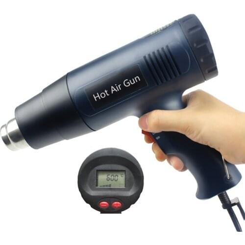 EU Plug Digital Display Electric Industrial Grade Heat Hot Air Gun Hair Dryer Soldering Sticking Automobile Film Tool 2000W 220V