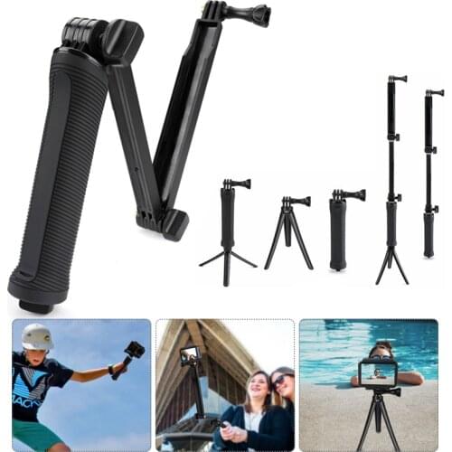 Three-fold Self-timer For DJI OSMO Action Gopro Hero5/6/7 SJCAM Xiaoyi 4K Tripod Selfie Stick Action Camera Accessories