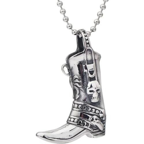Top Selling Personality Design Vintage Boots Pendants Necklaces Steampunk Skull Botts For Punk Man Jewelry Necklace