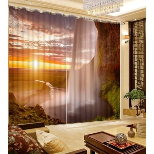 3D Curtain Modern beautiful colors waterfall Curtains For The Living room landscape Curtain Custom any size Blackout Drapes