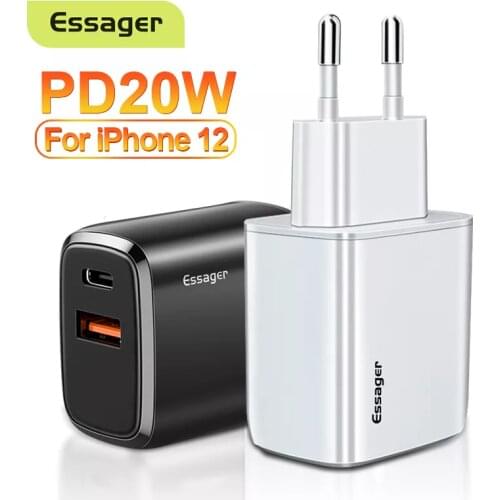 Essager 20W USB Type C Charger For iPhone 12 Pro Max Mini Quick Charge 3.0 QC PD USBC USB-C Fast Charging Travel Wall Charger