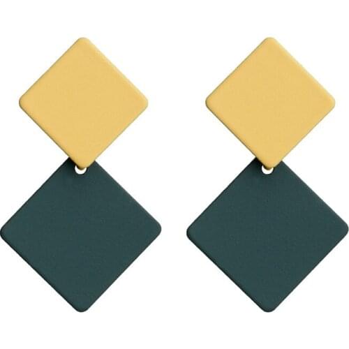 2019 New Hot Fashion Geometric Square Earrings Brincos Oorbellen Paint Connection Pendants Drop Earrings For Women Jewelry