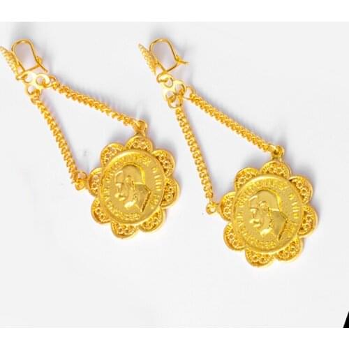 Coin earrings for women Trendy Vintage Medusa Zinc Alloy Coin Portrait Pendant Drop Dangle Earrings Gold Ethnic For Women