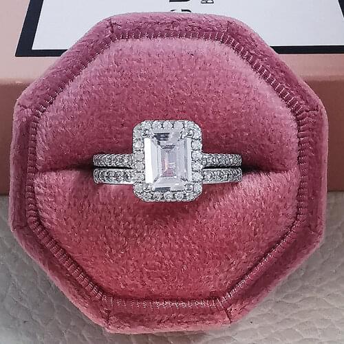 Black Friday 2021 New Genuine 925 pure Sterling Silver Cut rings Sets for women Wedding Ring Sets R4212