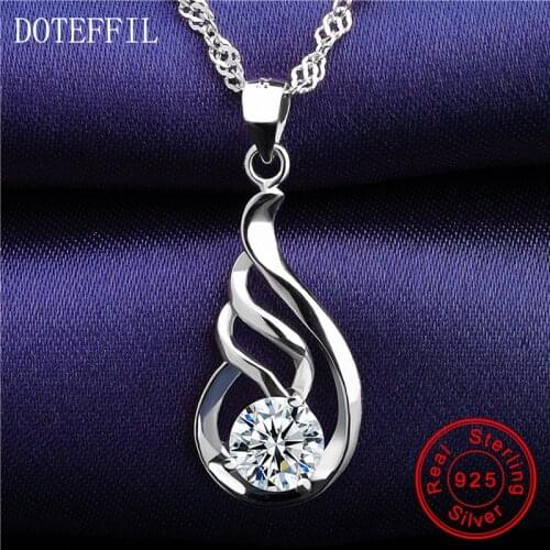 New Arrivals 925 Sterling Silver Charm Zircon Necklace Womens Fashion Sterling Silver Jewelry Necklace