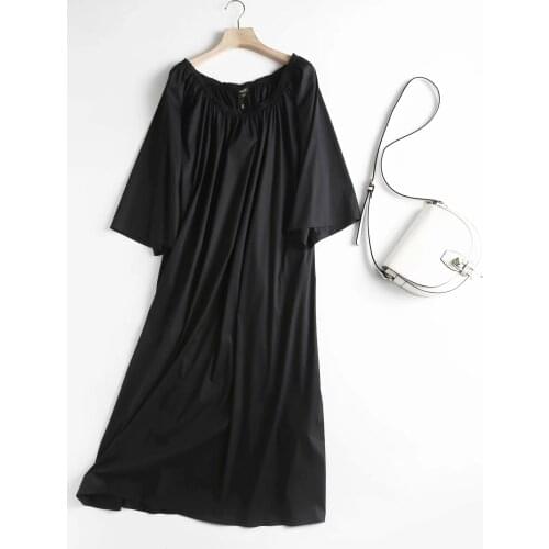 Dave&Di 2021 Summer England Style Fashion Vintage Slash Neck Sexy Black Holiday Midi Dress Women Plus Size Vestidos