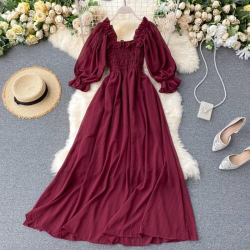 WHCW CGDSR long sleeve party dress boho a-line elegant autumn winter runway luxury dresses women vintage 2020 new chic vestidos