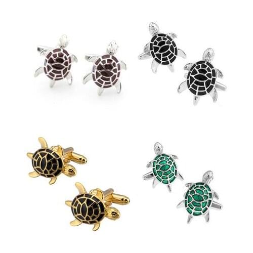 10pairs/lot Classic Silver/Golden K Turtle Cufflinks Black Brown Green Enamel Tortoise Cuff Links Cuff Button Mens Jewelry