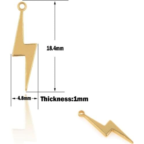 10PCS Gold Thunder Necklace Zeus Thunder Pendant Lightning Charm DIY Jewelry Making Components 18.4×4.8×1mm