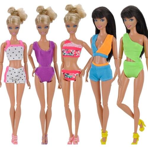 5 Sets kid Girl Doll Toy Summer Beach Swimming Bathing Fashion Bikini Suits Clothes Accessories for Barbie Dolls Toys Girls Gift