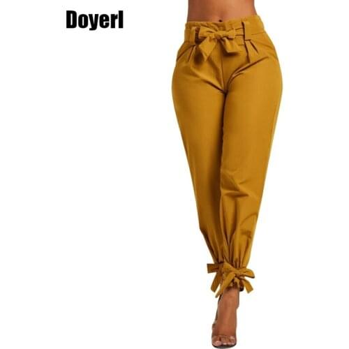 Stretch High Waist Pencil Pants Women Trousers Streetwear Casual Skinny Pants Females Slim Solid Bow Ladies Work Office Pants