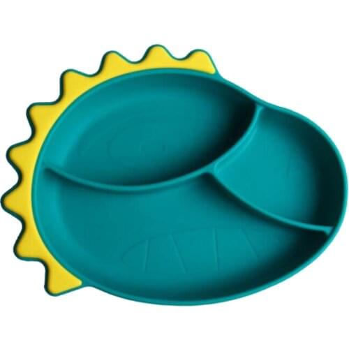 Childrens Silicone Dinner Plate Infant Training Sub-Grid Complementary Food Bowl One-Piece Anti-Fall Suction