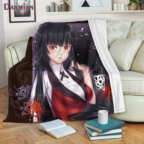 DARMIAN Fashion Fleece Throw Blankets for Kids Kakegurui Anime Girls Pattern Printing Fleece Blankets Soft Bedroom Home Textile