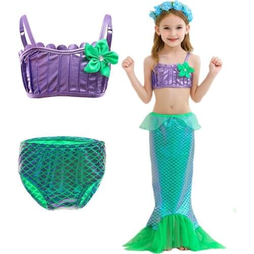 Kids Swimming Mermaid Costume Swimsuit Bikini Set Bathing Suit Children Girls Halloween Party Cosplay Costumes