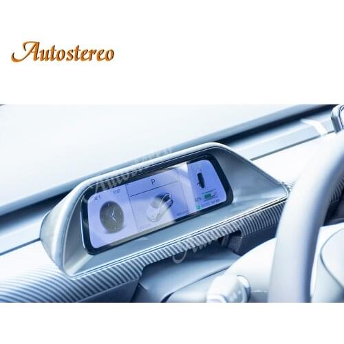 For Tesla Model 3 Model Y Carbon Fiber/White Color Digital Cluster Android Car LCD Dashboard Instrument Panel Multifunctional HD