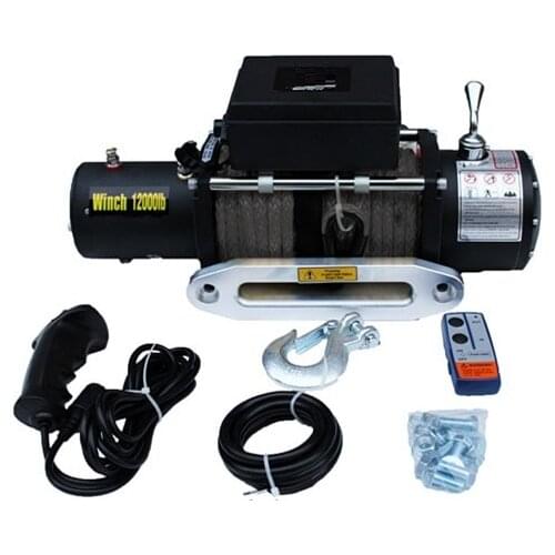 12000LB 12V electric winch with wireless remote control water proof Car truck auto barge trailer flexible polymer fibre rope