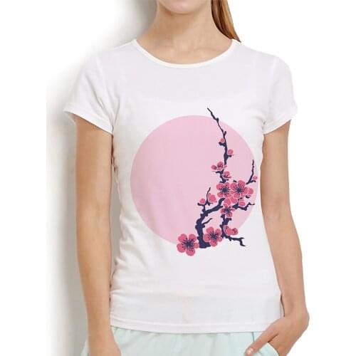Sakura Plum blossom cute t shirt women summer new white casual short sleeve tshirt femme kawaii streetwear t-shirt