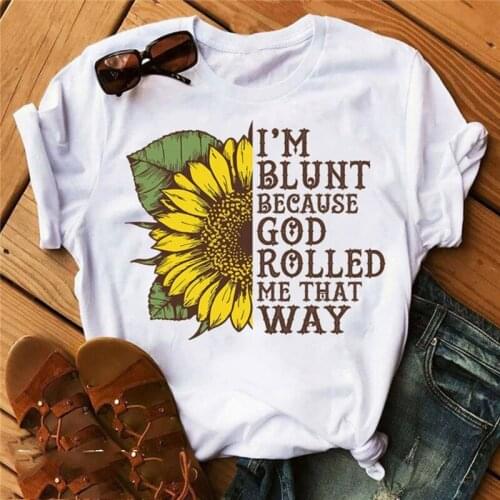 Harajuku Round Neck Letters Graphic T Shirt Women Summer Clothes Plus Size Casual Short Sleeve Sunflower Tee Top Tshirt Y2K