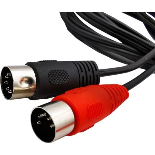 MIDI Cable 2*Male to 2*Male 5 Pin DIN Plug Black 3m