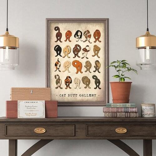 Funny Cat Butt and All Kinds of Cats Canvas Painting Wall Art Nordic Posters and Prints Wall Pictures for Living Room Decoration