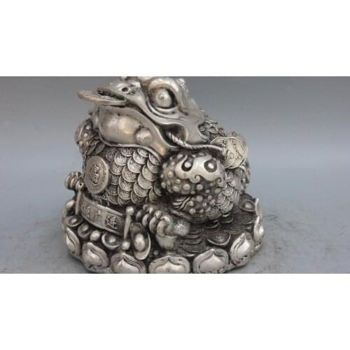 China White copper Silver golden toad Laevis animal wealth lucky Bullions statue