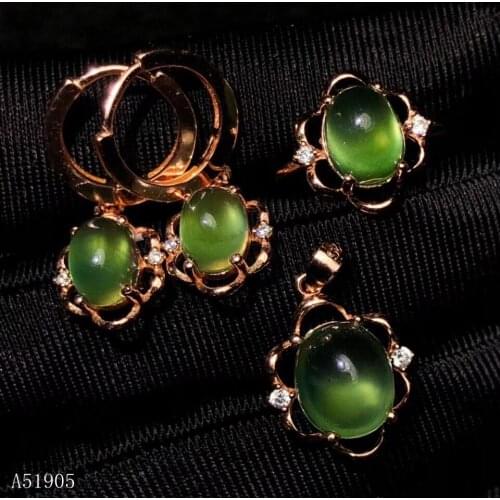 KJJEAXCMY boutique jewelry 925 sterling silver inlaid natural grape stone gemstone female luxury earrings ring pendant set suppo