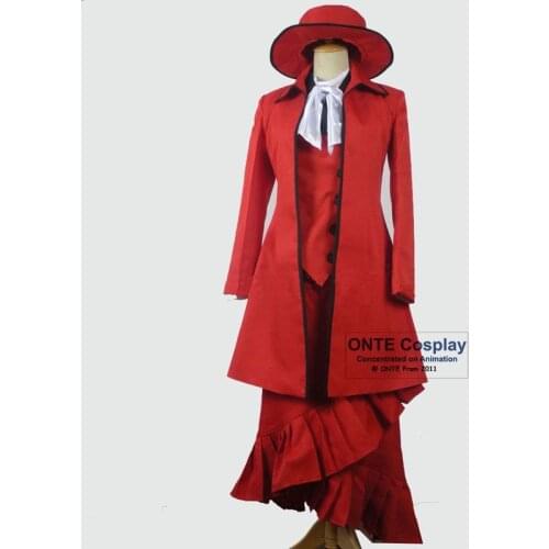 Cartoon Black Butler Cosplay Costumes Madam Red Fancy Party Outfits + Coat +Shirts+Hat for Halloween Christmas Gift