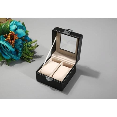 High Quality 2 Grids Leather Watch Box Fashion style for convenient travel storage Jewelry Watch Collector Cases Organizer Box