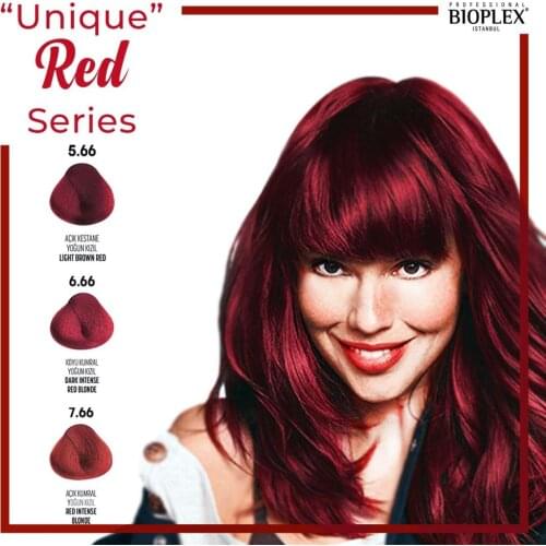 2 Packs Bioplex Glamlook Hair Dye - "Unique" Red Series Nourishing Hair Color Cream Makeup for Home and Hairdressing Salons
