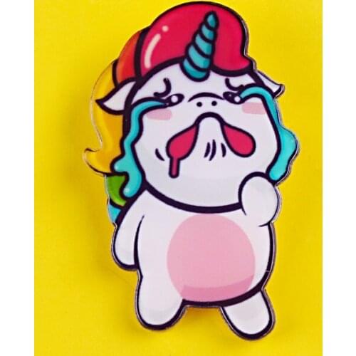 Cry Unicorn Metal Brooches Acrylic Badge Clothes Lapel Pin Cute Anime Decoration Icon Icon On Clothes Accessories Gift Brooch