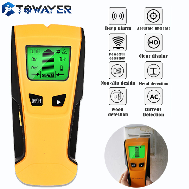 Towayer 3 In 1 Metal Detector Find Metal Wood Studs AC Voltage Live Wire Detect Wall Scanner Electric Box Finder Wall Detector