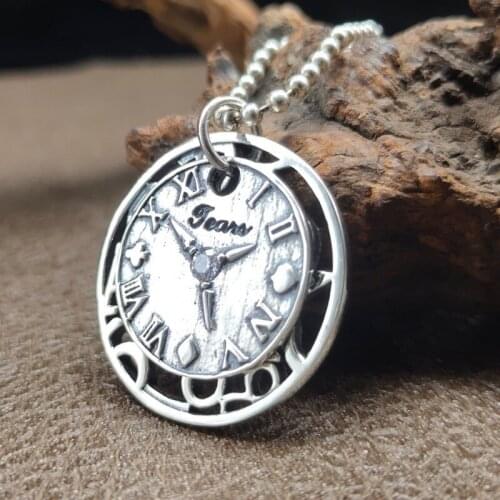 BOCAI 2021 New Real S925 Silver Retro Engraved Devils Eye Man Pendant Personality Punk Hip-hop Domineering Student Pendant