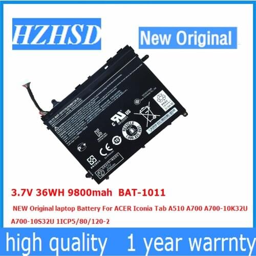 3.7V 36WH 9800mah BAT-1011 NEW Original laptop Battery For ACER Iconia Tab A510 A700 A700-10K32U A700-10S32U 1ICP5/80/120-2