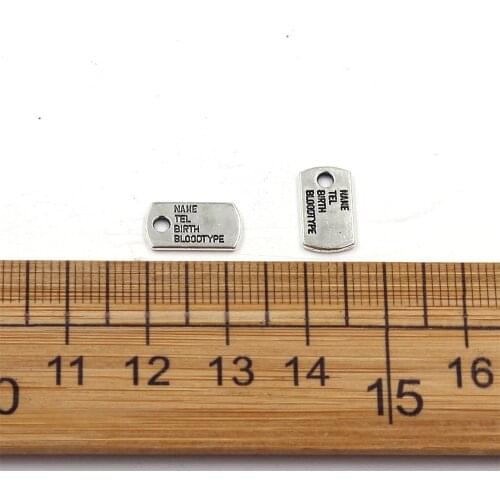 5pcs/Lot 12x7mm Name Tel Birth Bloodtype Charm Pendants Charm For Jewelry Making