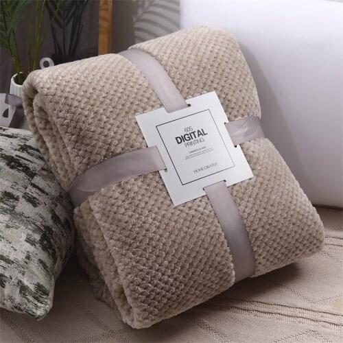 Solid Colors Super Soft Throw New Design Sofa Portable Flannel Fleece Blanket For Travel Office Bedroom