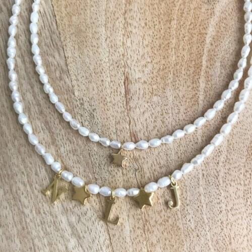 Personalized Freshwater Pearls Necklace Customized Letter DIY Fashion Stainless Steel Pendant Necklace Women Party Jewelry Gift